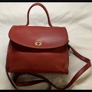 Vintage red leather Coach crossbody bag